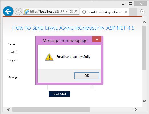 Email sending successfully